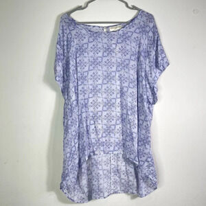 Cynthia Rowley Women’s Purple Short Sleeve Round Neck Blouse Top Size 3X‎